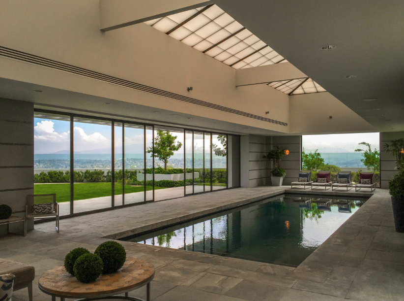 Baja Estate — indoor pool pavilion with panoramic views