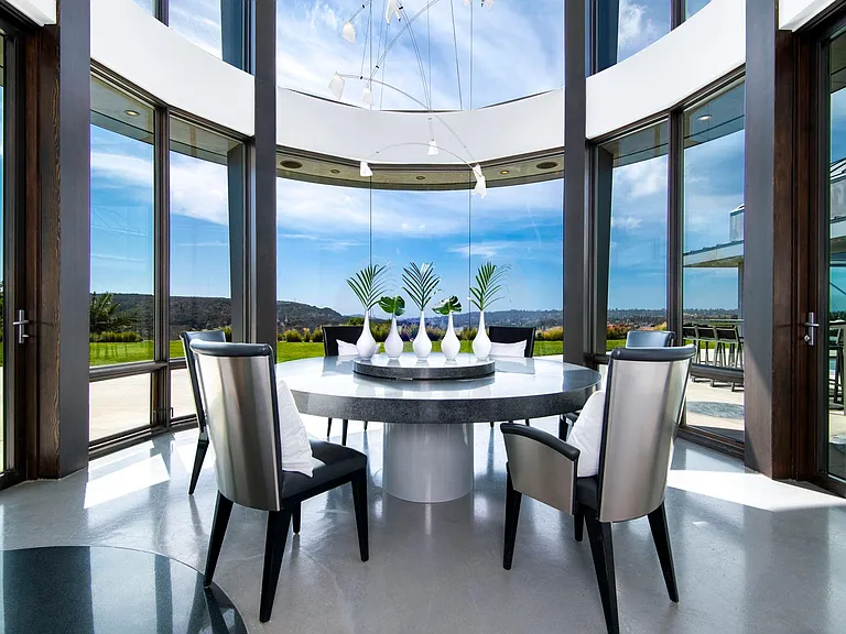 San Diego Family Estate — glass rotunda dining room