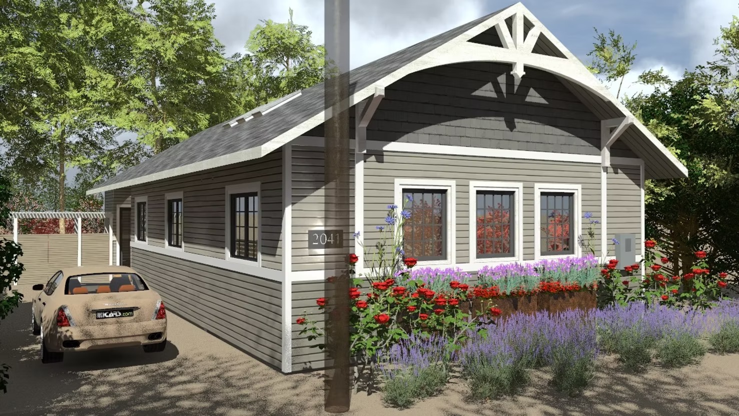 Yountville Craftsman — Side Elevation, after