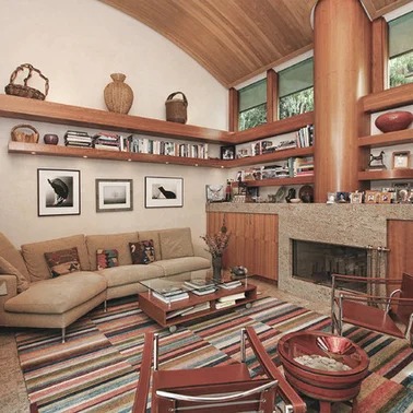 Del Mar Beach House — study with vaulted cedar ceiling